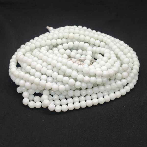 Glass Beads, Round, Plain, 8mm, Milky White - Image 3