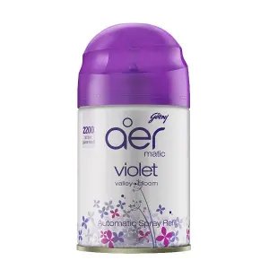 Godrej Aer Matic Automatic Room Fresheners Refill Pack | Violet Valley Bloom | 2200 Sprays Guaranteed | Lasts up to 60 days (210ml)