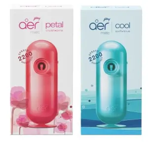 Godrej Aer Matic Kit (Machine + 1 Refill) - Automatic Room Fresheners with Flexi Control Spray | Cool Surf Blue And Petal Crush Pink| 2200 Sprays Guaranteed | Lasts up to 60 days (225ml)