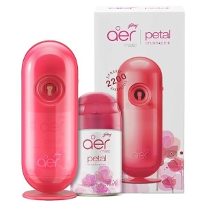 Godrej Aer Matic Kit (Machine + 1 Refill) - Automatic Room Fresheners with Flexi Control Spray | Petal Crush Pink | 2200 Sprays Guaranteed | Lasts up to 60 days (225ml)