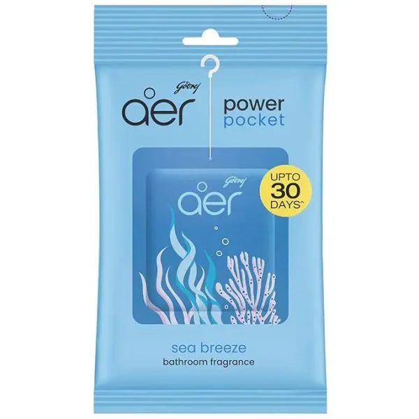 Godrej Aer Power Pocket Bathroom Fragrance - Sea Breeze Pack Of 4