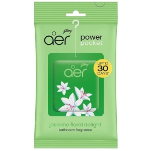 Godrej Aer Power Pocket Bathroom Freshener Gel Jasmine Floral Delight (10G) | Lasts Up To 30 Days | Germ Protection Pack Of 2