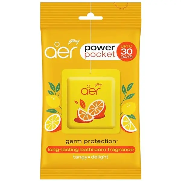 Godrej Aer Power Pocket Tangy Delight (10g) | Air Freshener - Bathroom and Toilet | Lasts 30 days Pack Of 4