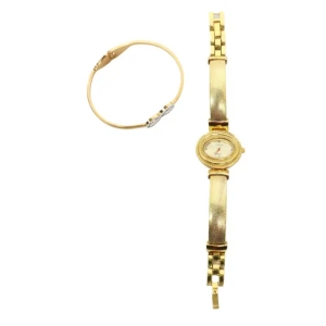 Golden Dial With Stainless Steel Strap And Bracelet For Women