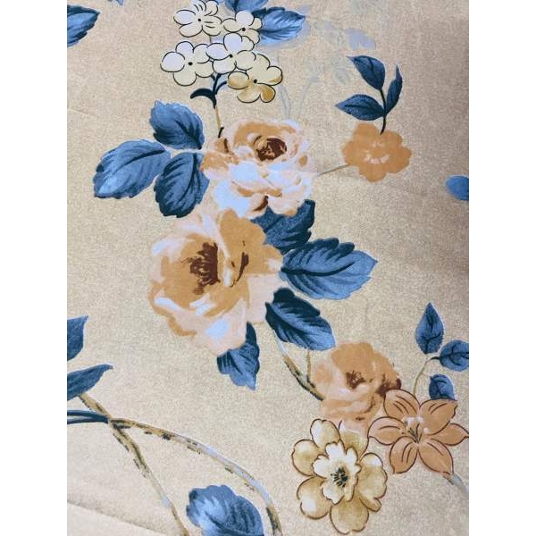 Golden Floral Printed King Size Bedsheet With Two Pillow Covers - Image 2