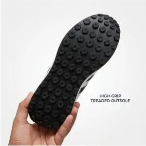 GoldStar ARC 113CV White/Navy Men's Sneakers – Casual Lace-Up Shoes with Rose Gold Heel Accent & High-Traction Waffle Sole