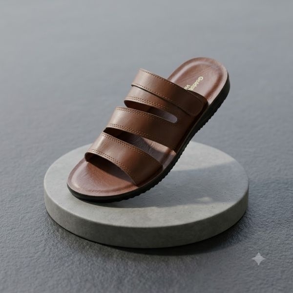 Goldstar Ari-5005 Brown Men's Casual Slide Sandals – Comfortable Multi-Strap Daily Wear Chappal - Image 2