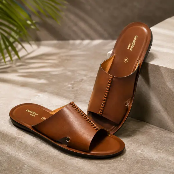 Goldstar ARI-5024 Men's Casual Slippers (Tan) Comfortable Daily Wear - Image 3
