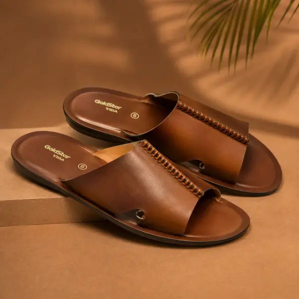 Goldstar ARI-5024 Men's Casual Slippers (Tan) Comfortable Daily Wear - Image 4