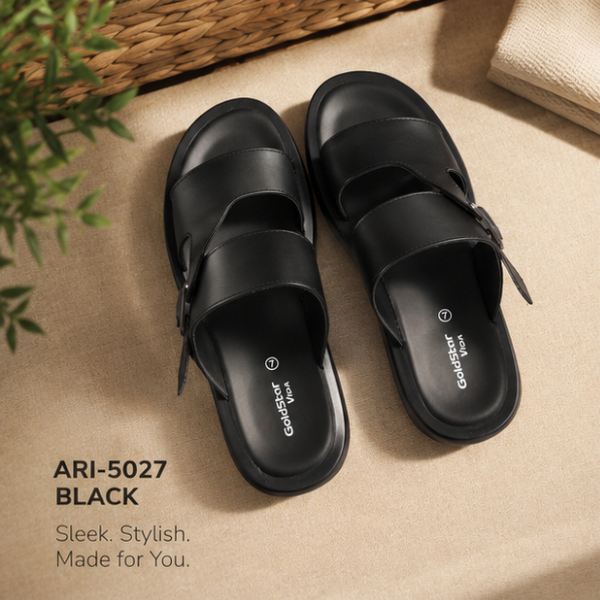 Goldstar ARI-5027 Black Slippers Lightweight Comfort Casual Footwear