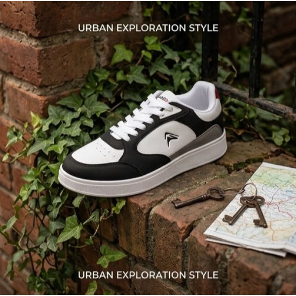 GoldStar AX-1EV Trendy Lifestyle Sneakers - White/Black/Red Tri-Color Stylish Sports Shoes - Image 2