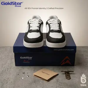 GoldStar AX-1EV Trendy Lifestyle Sneakers - White/Black/Red Tri-Color Stylish Sports Shoes