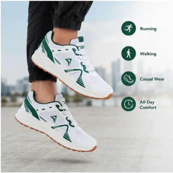 Goldstar AX-2HV Unisex Running & Casual Shoes – White / Green - Image 2