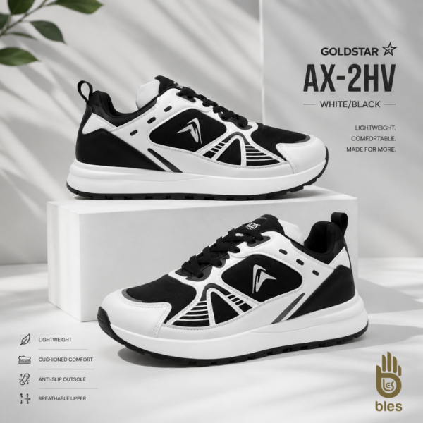 Goldstar AX-2HV Unisex Running & Casual Shoes White/Black - Image 3