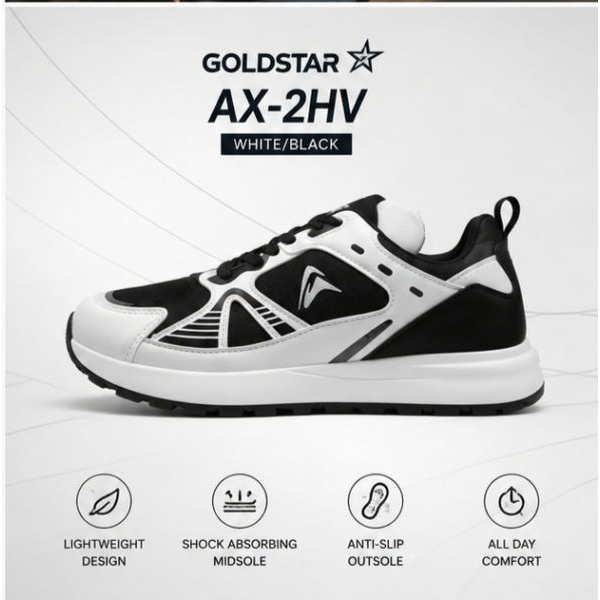 Goldstar AX-2HV Unisex Running & Casual Shoes White/Black - Image 4