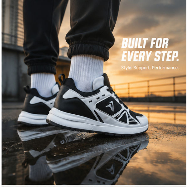 Goldstar AX-2HV Unisex Running & Casual Shoes White/Black - Image 5