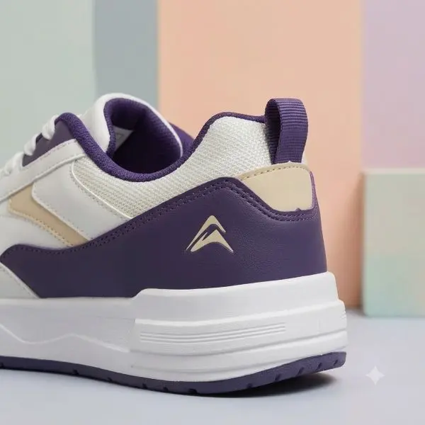 Goldstar AXL-114 Women's Casual Sneakers Beige Purple Lace-Up Comfort Shoes - Image 3