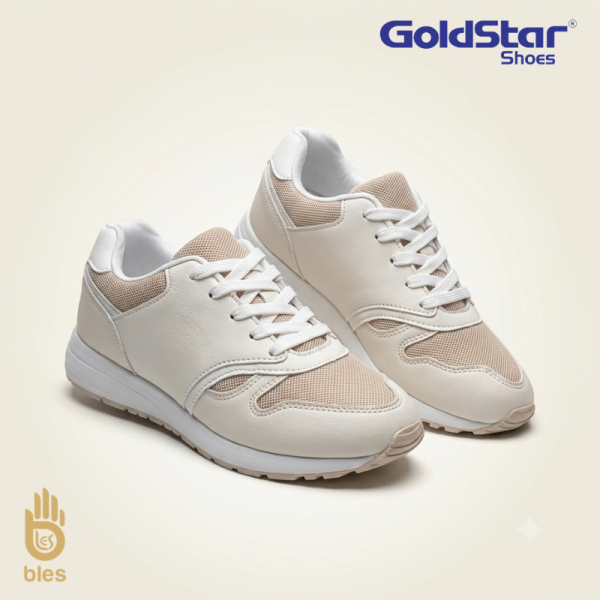 GoldStar Daisy-02 Lightweight Breathable Mesh Sneakers Beige/White