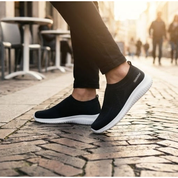 Goldstar G10-1113 Unisex Black Slip-On Shoes – Lightweight Breathable Knit Sneakers for Men & Women - Image 3