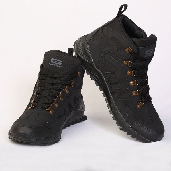 Goldstar G10 401 Black Lace-Up Trekking Shoes For Men - Image 2