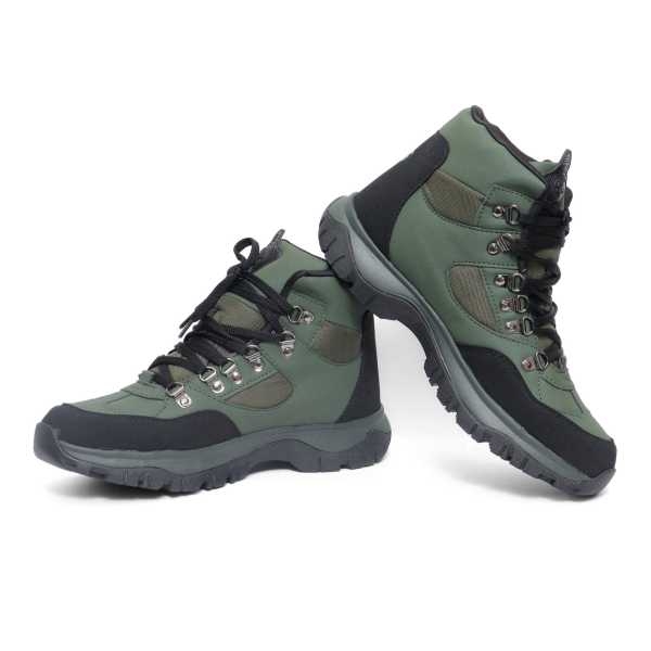 Goldstar G10 G2006 Olive Black Lace-Up Trekking Shoes For Men