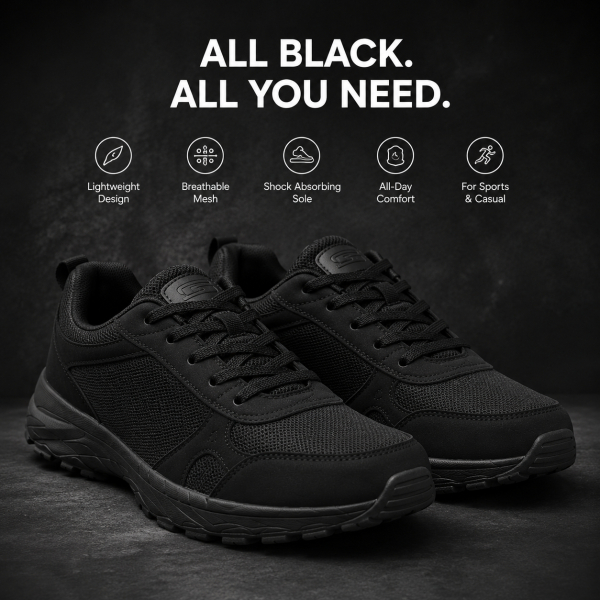 Goldstar G10-L2111 Black Running Shoes – Lightweight Sports & Casual Sneakers - Image 3