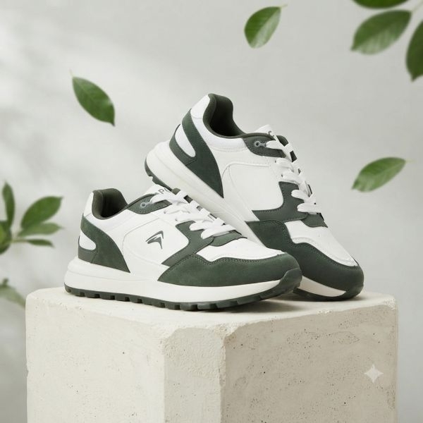 Goldstar Men's AX-2EV Casual Sneakers (White/Green) - Image 2