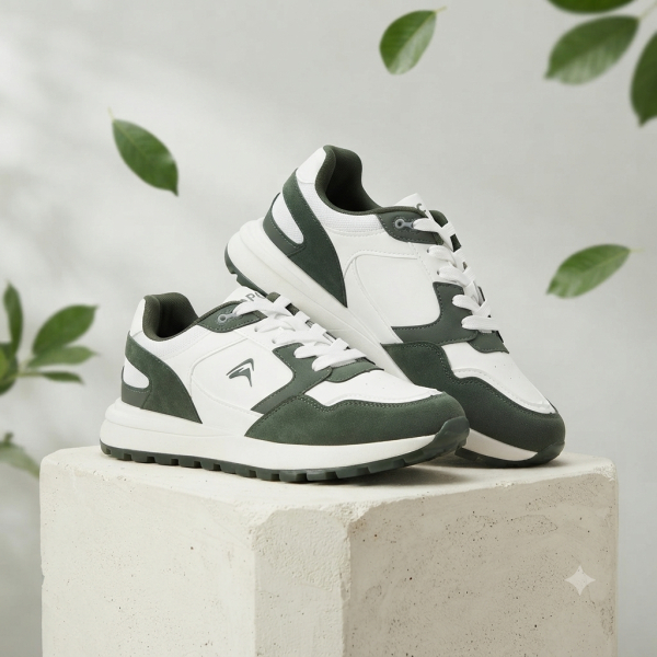 Goldstar Men's AX-2EV Casual Sneakers (White/Green) - Image 5