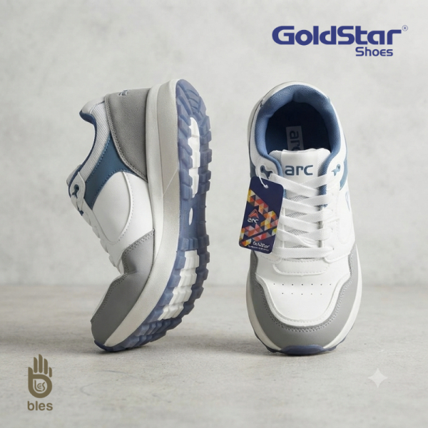 Goldstar Men's AX-2EV Casual Sneakers (White/Grey) - Image 2