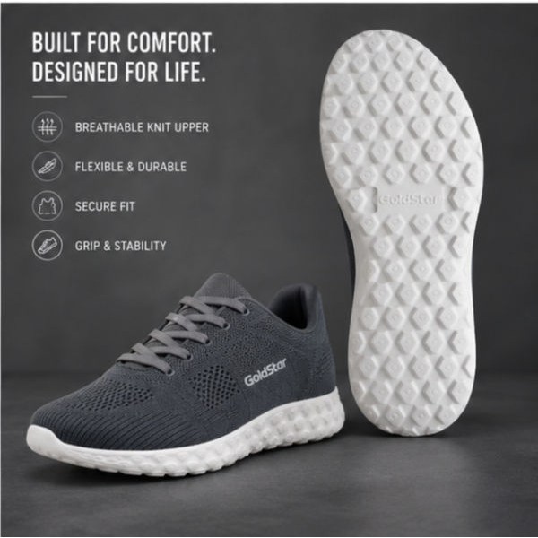 Goldstar Men’s Comfort Sneakers G10-Superlite-02 - Dark Grey - Image 3