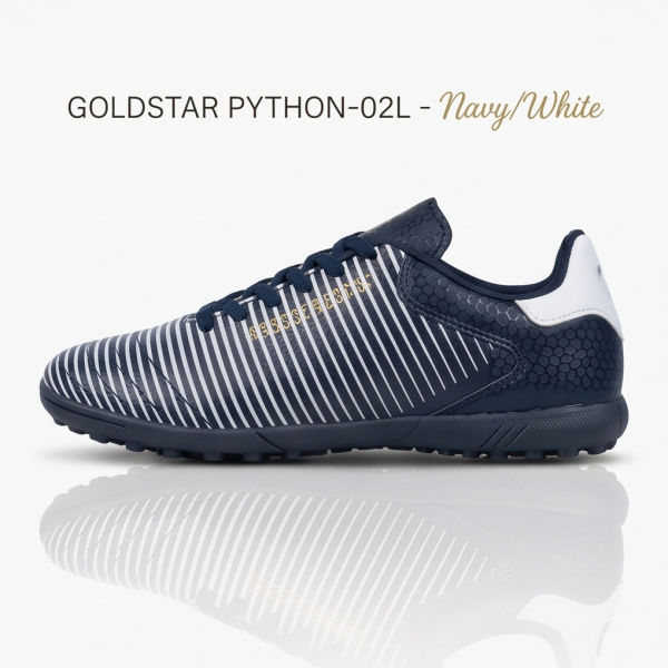 Goldstar Python 02L Futsal Boots (Navy & White) | Lightweight Turf & Indoor Soccer Shoes for Men - Image 4