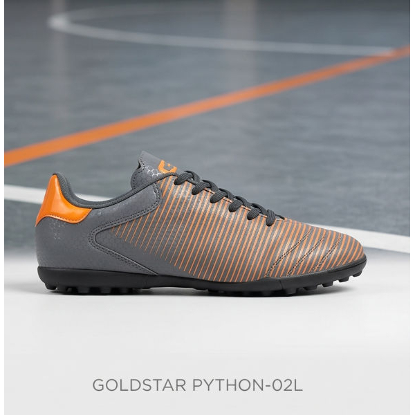Goldstar Python-02L Grey/Orange Futsal Shoes – Men’s Non-Marking Indoor Football Cleats - Image 2