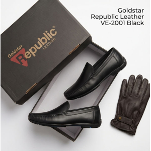 Goldstar Republic VE-2001 Men's Slip-On Formal Leather Loafers - Black