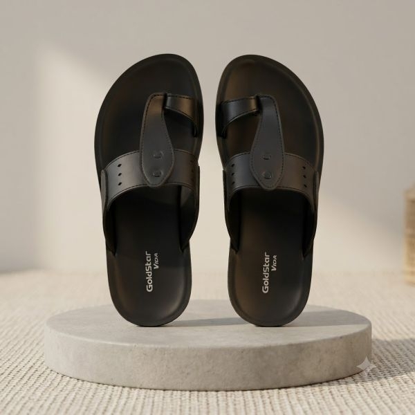 Goldstar Rocco 3007 Black Men's Toe-Loop Sandals – Comfortable Daily Wear Casual Chappal - Image 2