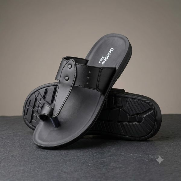 Goldstar Rocco 3007 Black Men's Toe-Loop Sandals – Comfortable Daily Wear Casual Chappal - Image 4