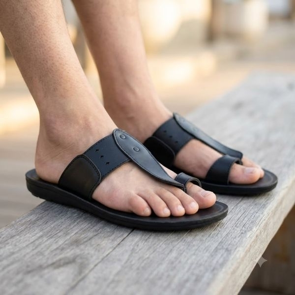 Goldstar Rocco 3007 Black Men's Toe-Loop Sandals – Comfortable Daily Wear Casual Chappal - Image 5