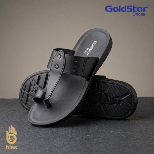 Goldstar Rocco 3007 Black Men's Toe-Loop Sandals – Comfortable Daily Wear Casual Chappal