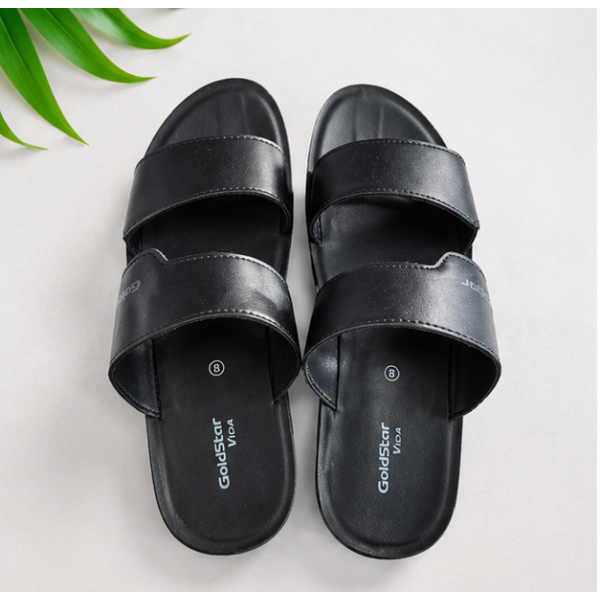 Goldstar TEXAS-4058(A) Men's Slippers Black & Brown | Comfortable Casual Slide Sandals | Lightweight Daily Wear Footwear - Image 2
