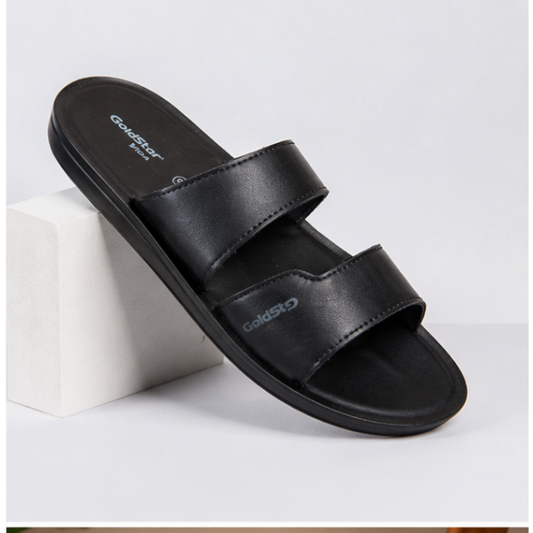 Goldstar TEXAS-4058(A) Men's Slippers Black & Brown | Comfortable Casual Slide Sandals | Lightweight Daily Wear Footwear - Image 3