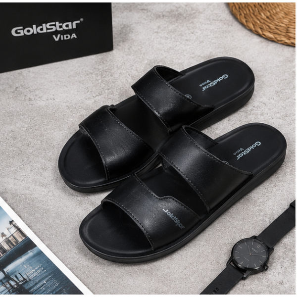 Goldstar TEXAS-4058(A) Men's Slippers Black & Brown | Comfortable Casual Slide Sandals | Lightweight Daily Wear Footwear - Image 4