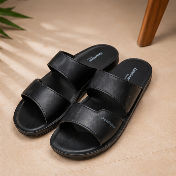 Goldstar TEXAS-4058(A) Men's Slippers Black & Brown | Comfortable Casual Slide Sandals | Lightweight Daily Wear Footwear - Image 5
