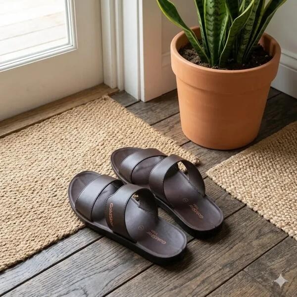 Goldstar TEXAS-4058(A) Men's Slippers Black & Brown | Comfortable Casual Slide Sandals | Lightweight Daily Wear Footwear - Image 13