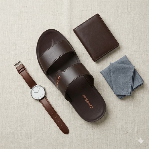 Goldstar TEXAS-4058(A) Men's Slippers Black & Brown | Comfortable Casual Slide Sandals | Lightweight Daily Wear Footwear - Image 14
