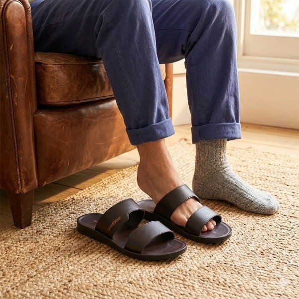 Goldstar TEXAS-4058(A) Men's Slippers Black & Brown | Comfortable Casual Slide Sandals | Lightweight Daily Wear Footwear - Image 15