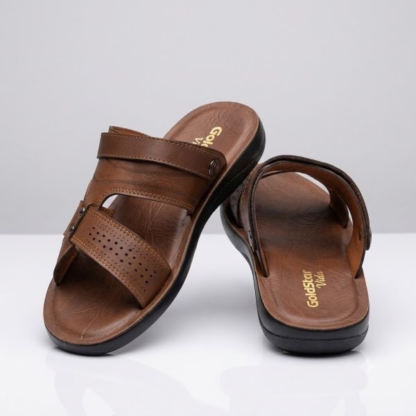 Goldstar Vida ARI-5007 Men's Brown Slippers | Comfort Pu Footwear - Image 5