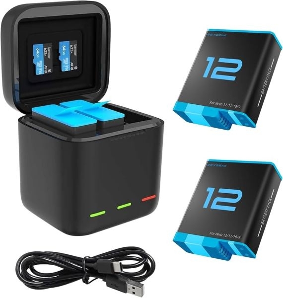 GP-910 3-Battery Charging Box Storage Case For GoPro HERO12 Black /11 Black /10 Black /9 Black - Image 2
