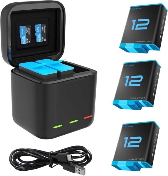 GP-910 3-Battery Charging Box Storage Case For GoPro HERO12 Black /11 Black /10 Black /9 Black - Image 3