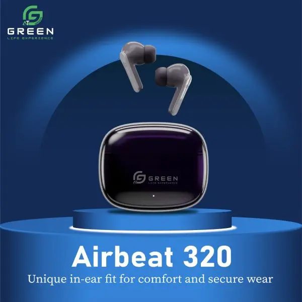 Green Airbeat 320 True ENC Wireless Earbuds | 40 Hours | Quad Mic | BT Version 5.4 | 50ms Low Latency| IPX5 Water Resistance | 13mm Driver | 5-6 hours of playtime | 35mAh Buds, 400mAh Case Capacity | Type-C charging | - Image 3