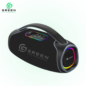 Green Bassbox Portable Wireless Bluetooth Speaker | 100W Output | Quad Speaker | Powerful Bass | Stereo Sound | Dual EQ Modes | BT 5.3 | 8H Playback Time | IPX5 | RGB Lights | 6000mAh Battery | Type-C Charging | FM | USB | TF | AUX | Mic