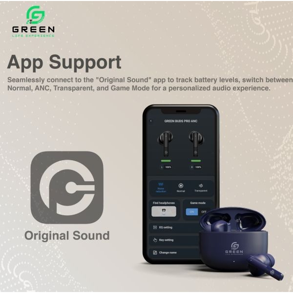 Green Buds Pro ANC (UP to 30 dB) Earbuds | 45 Hours | Quad Mic | App Support | BT Version 5.4 | 45ms Low Latency| IPX5 Water Resistance | ASAP Fast Charging | 13mm Driver For Deep Bass Wireless Earbuds | Type-c Charging - Image 2